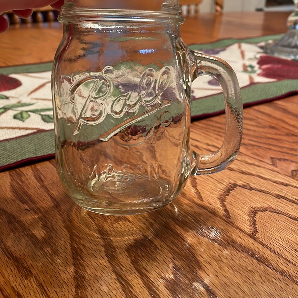 Ball Mason Drinking Jar with Handle. Vintage. Glass. EUC
